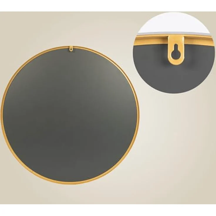 EDAXO Wandspiegel Runder Spiegel NOOR, Metallrahmen, Ø 80 cm, Hochwertiges Spiegelglas mit Splitterschutzfolie (PET) – Bild 8
