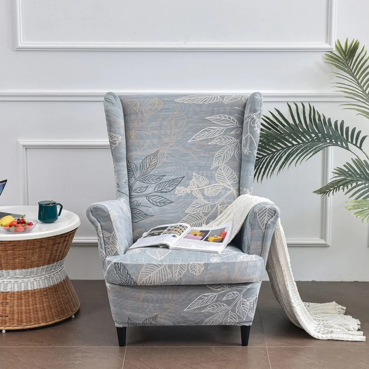 Zyronn Sesselhusse 2-Teilig Ohrensessel Überzug, Sessel-Überwürfe Ohrensessel, Elastisch, Sofa Armlehnenbezüge Schonbezug Hussen für Lesesessel Relaxsessel – Bild 4