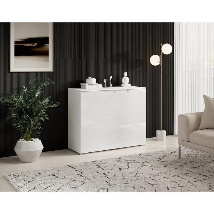 Kommode 'SPICE 6' Schrank 2-türig, weiß Hochglanz
