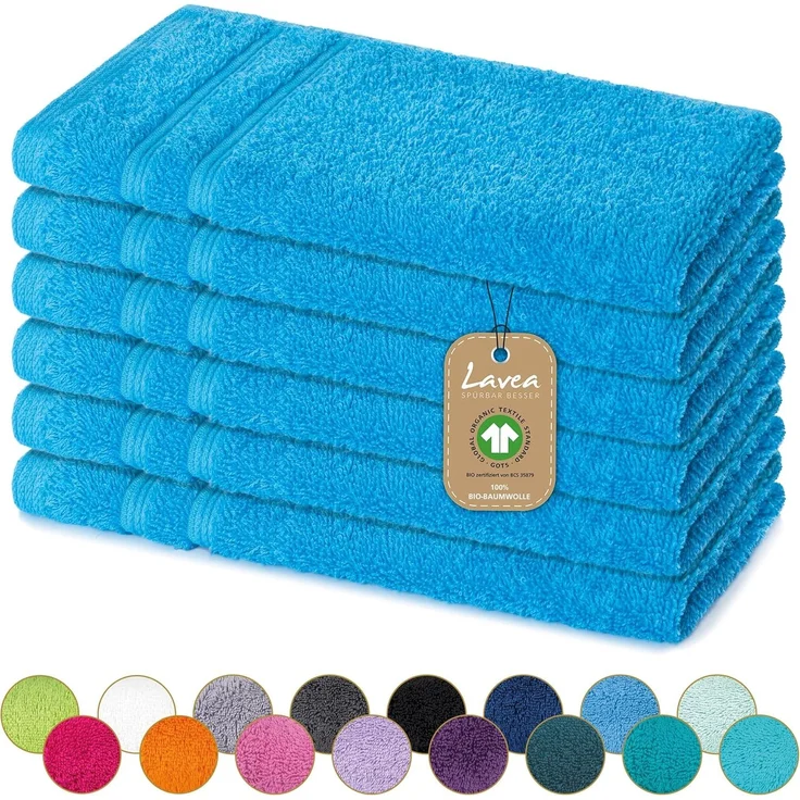 Lavea Gästehandtuch Bali, 30x50cm aus 100% Bio-Baumwolle, einzigartig weiche Gästetücher mit Aufhänger (Set, 6-St), hochwertiges und nachhaltiges Premium Gästetuch – saugstarke Faser – Bild 2