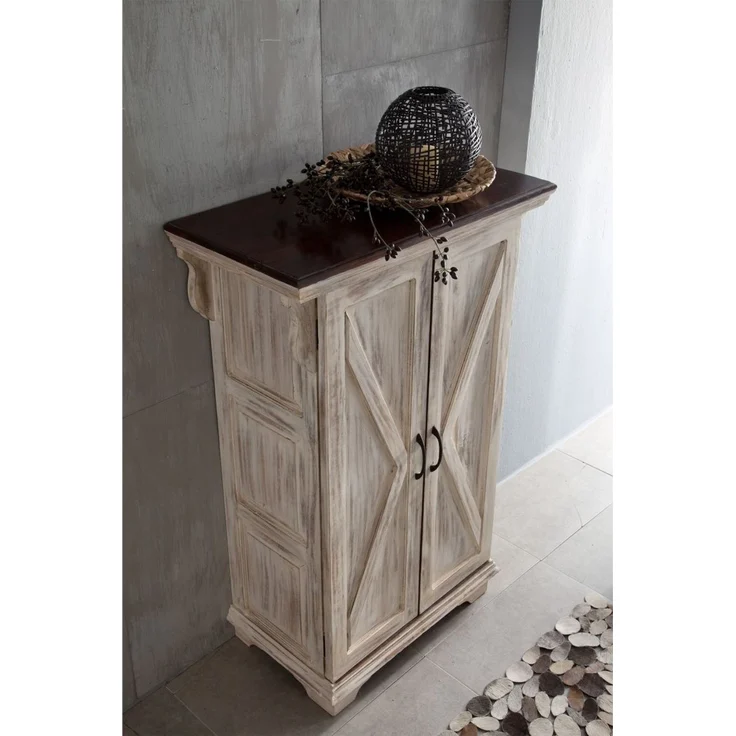 Schrank Mango / Akazie 90x45x135 weiß gewachst CASTLE-ANTIK #267 – Bild 2