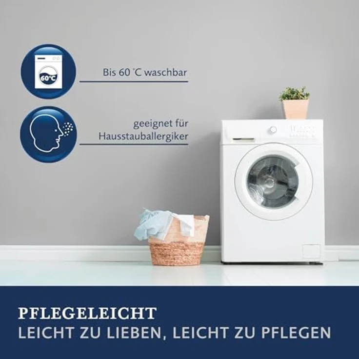 Billerbeck Kopfkissen Gabriela 3-Kammern-Kissen, Daunenkissen mit Gänsedaunen und -Federn, 40 x 80 cm, feste Stützkraft, waschbar bis 60 °C, für Hausstauballergiker geeignet – Bild 3