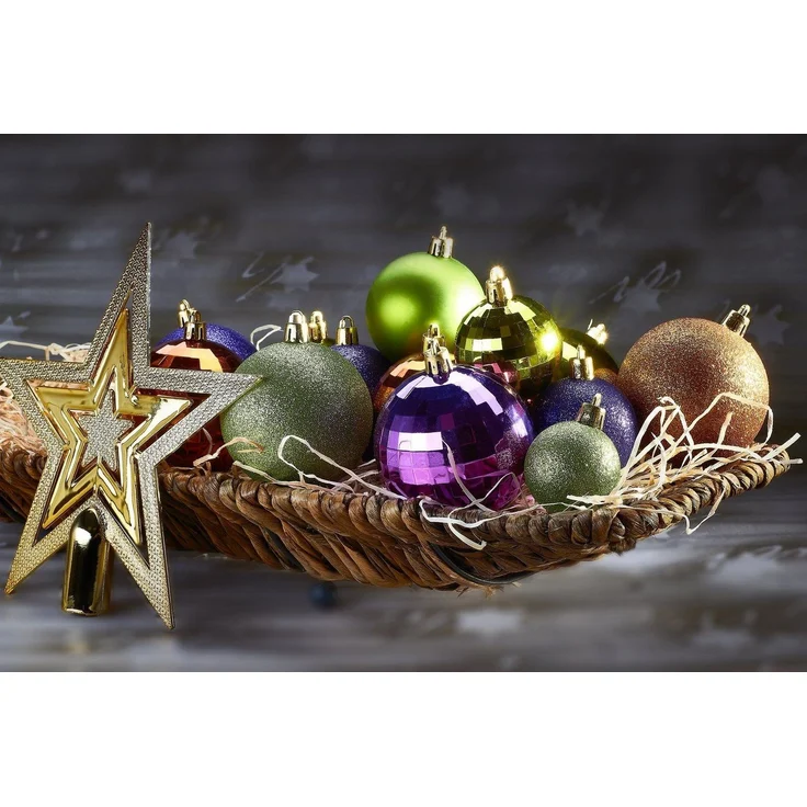 BRUBAKER Weihnachtsbaumkugel 50-teiliges Weihnachtskugel-Set mit Baumspitze, Christbaumschmuck aus Kunststoff, Weihnachtsdekoration edel und robust – Bild 3