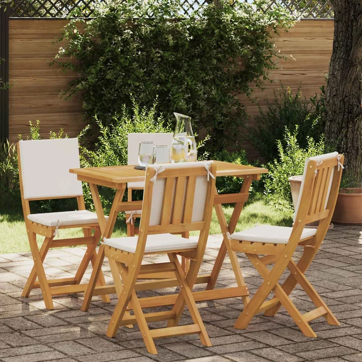 vidaXL Außen Bistro-Stühle 4 Stk. Cremeweiß Massivholz Akazie 42028102 – Bild 1