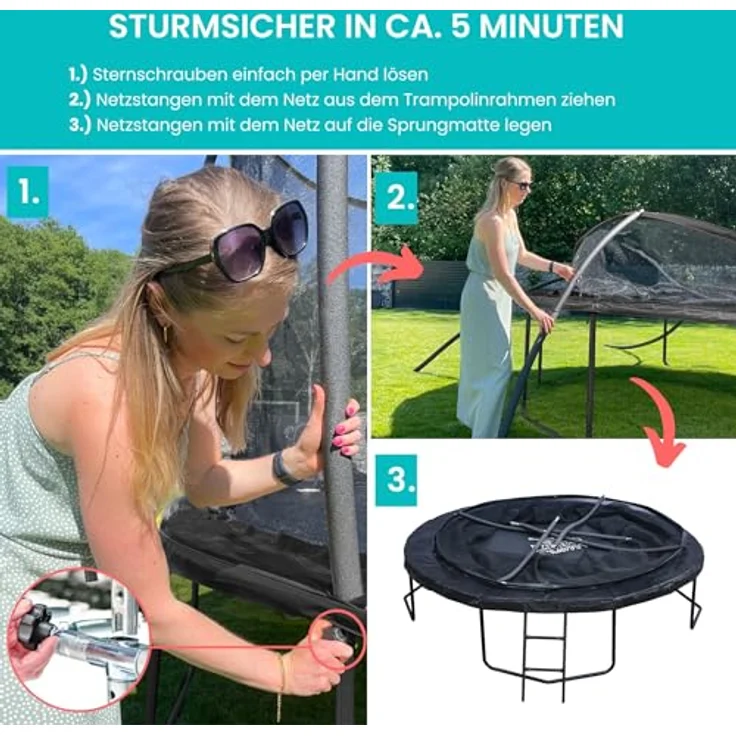 Ultima 4 Black Edition Zero Gravity Trampolin Ø 305 cm, mit Leiter und Sicherheitsnetz, für Nutzer bis 120 kg – Bild 3