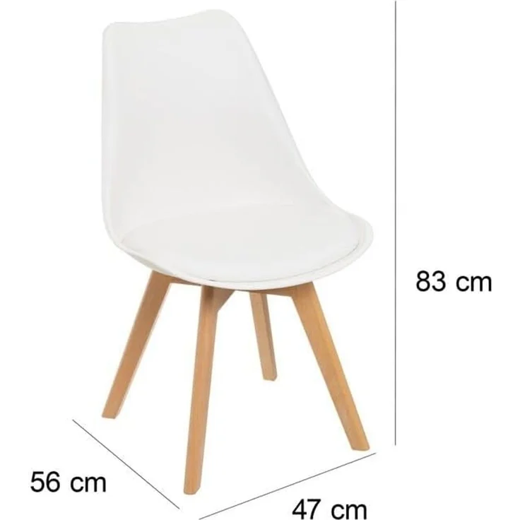 Set mit 4 Stühlen aus PP und Holz in Weiß und Natur – Bild 2
