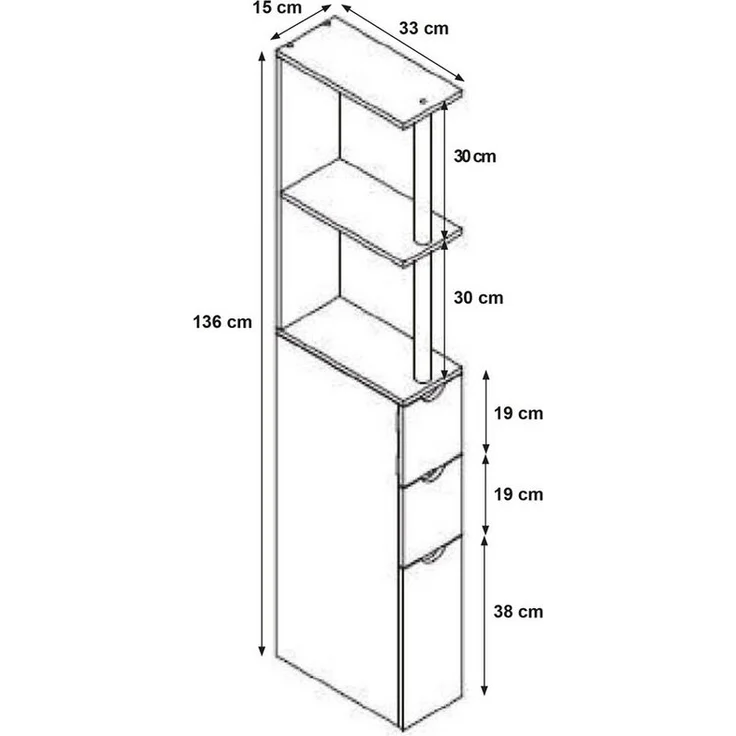 HTI-Living Raumteilerregal Raumteilerregal 136 cm Thekla Eiche, Stück 1-tlg, Beistellschrank Nischenregal – Bild 2