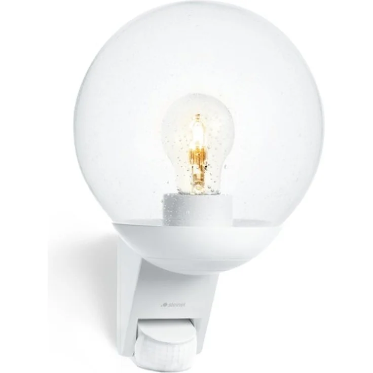 Steinel Außenleuchte L 595 S weiß, E27 max. 60 W, 180°-Sensor max 10 m Reichweite, mundgeblasener Glaskörper – Bild 4