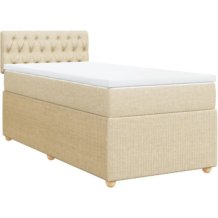 vidaXL Boxspringbett mit Matratze Creme 90x200 cm Stoff 3287351 – Bild 2