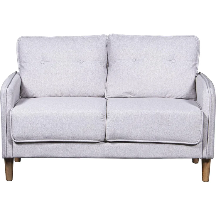 DRW 2-Sitzer-Sofa aus Polyester mit Beinen aus Holz, Gummi, Hellgrau, 131 x 75 x 86 cm – Bild 1