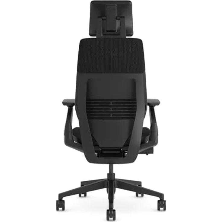 Steelcase Gesture Ergonomischer, höhenverstellbarer Büro- und Gaming-Stuhl mit verstellbarer Lordosenstütze und Armlehnen, atmungsaktiver 3D-Microknit-Rückenlehne in Schwarz, bequemer Bezug in Onyx – Bild 6