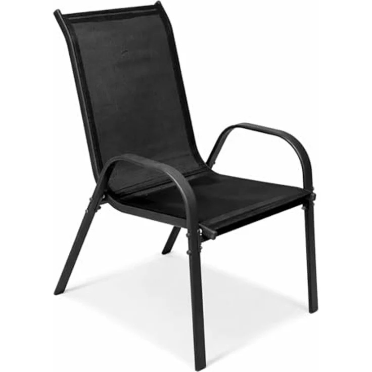 Outdoorstuhl Gartenstuhl Stapelstuhl Metall Anthrazit Textilen schwarz – Bild 3