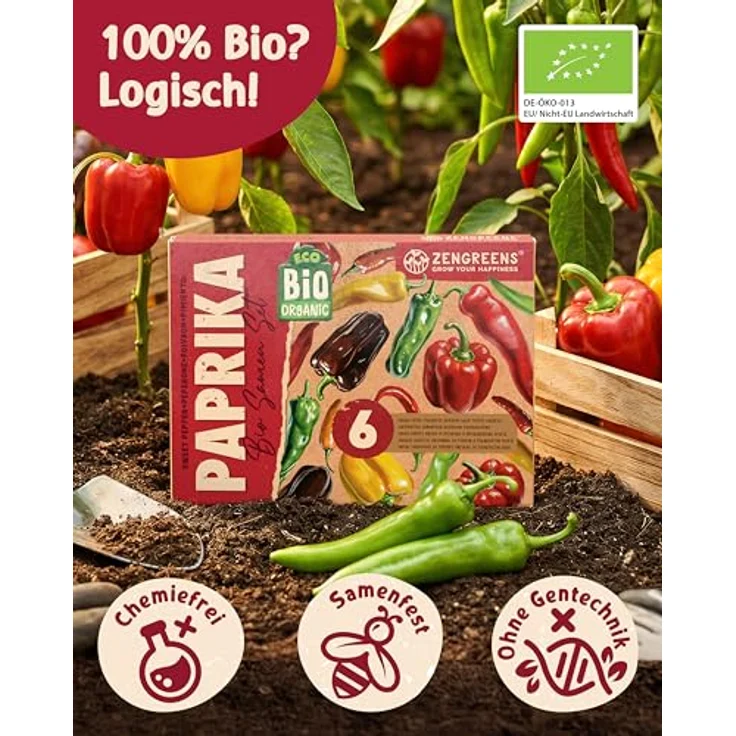 ZenGreens® - Bio Paprikasamen im 6er Set - 6 Paprika Samen für den einfachen Anbau im Garten, Balkon oder Hochbeet - Pflanzensamen - Saatgut – Bild 4