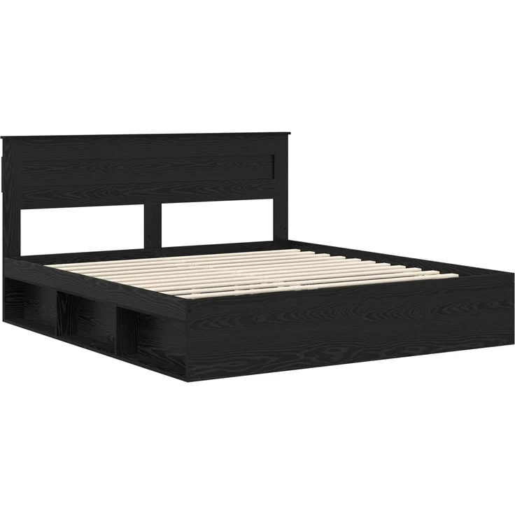 vidaXL Bettrahmen Schwarz 200 x 200 cm Massives Kiefernholz 3409720 – Bild 3