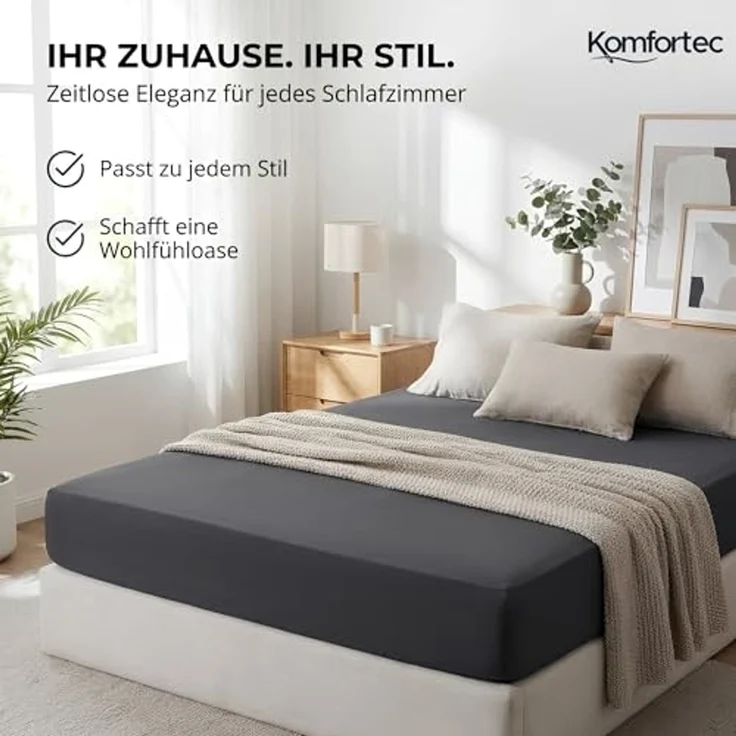 Komfortec Spannbettlaken Boxspringbett bis 15cm - 30cm Matratzenhöhe, Mikrofaser, Gummizug: Rundum, (2 Stück) – Bild 6