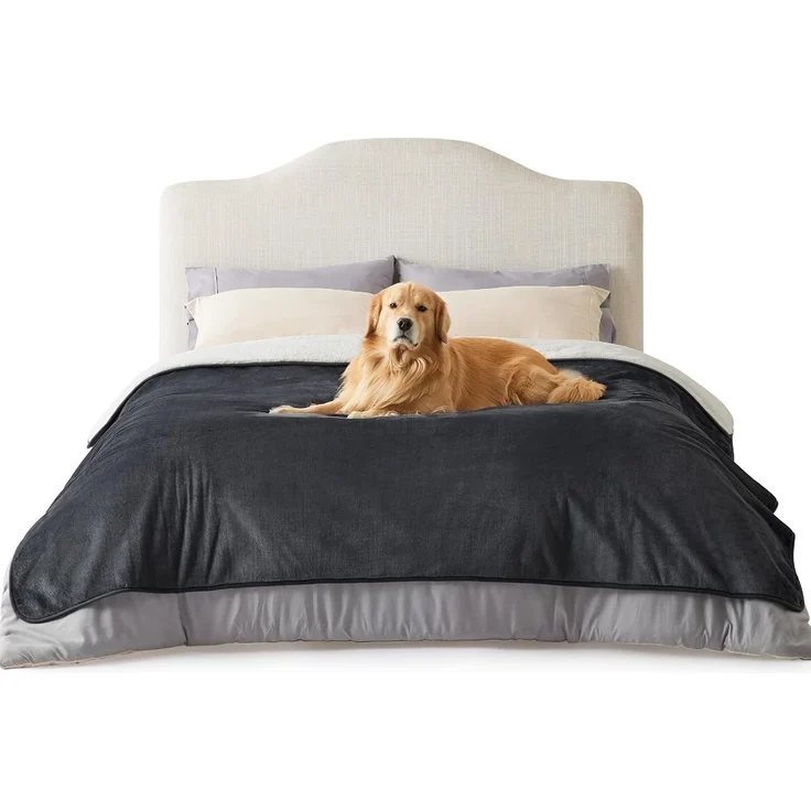 Lesure wasserdichte Hundedecke Grosse Hunde - 229x218 cm waschbar Hundedecke Outdoor, XXL Fleece Sofaschutz Decke groß, Katzendecke flauschig für Couch, Dunkelgrau – Bild 1