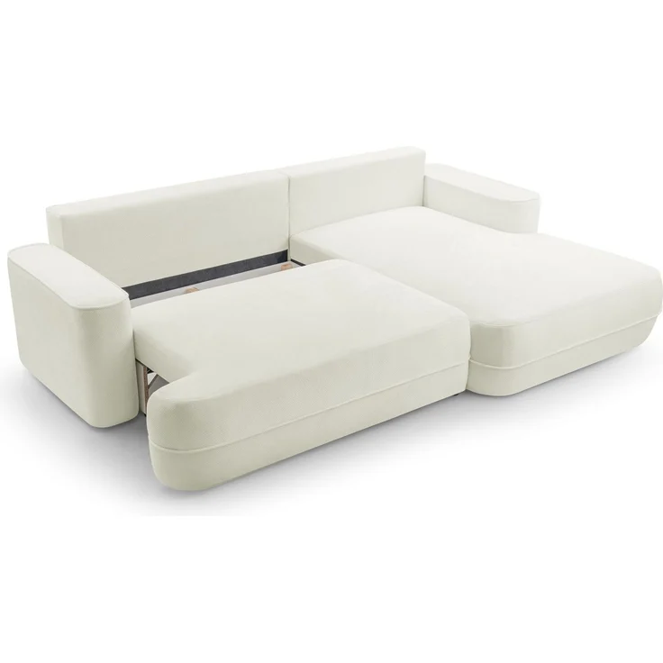 Selsey 'Fuerro' Ecksofa mit Schlaffunktion, Bettkasten, Ottomane rechts, Strukturstoff wasserabweisend, Weiß – Bild 6