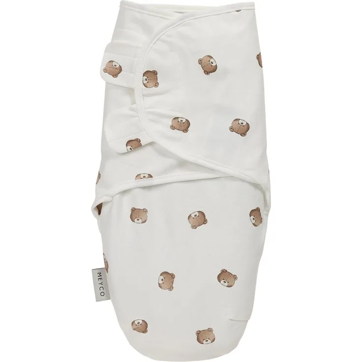 Meyco Baby Pucksack Bear Multicolor, Schlafsack für Neugeborene 0-3 Monate, 100% Baumwolle, Maschinenwäsche, YKK Reißverschluss