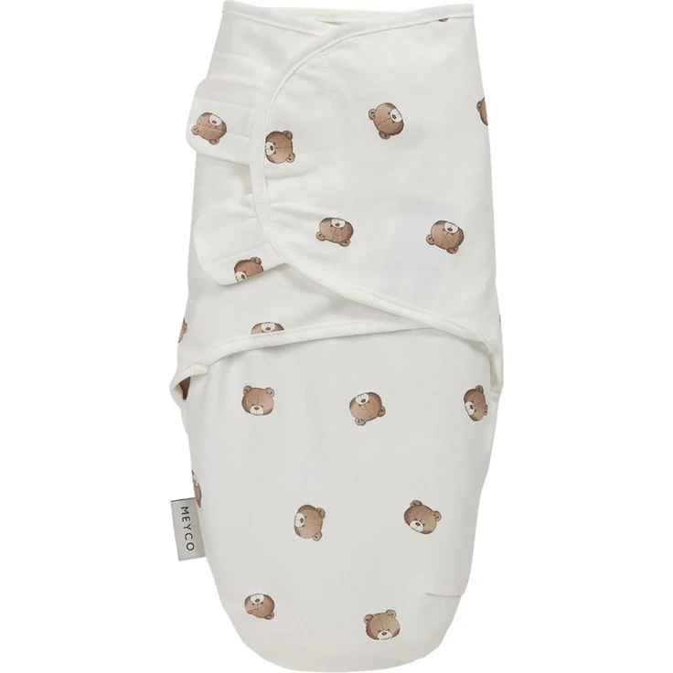 Meyco Baby Pucksack Bear Multicolor, Schlafsack für Neugeborene 0-3 Monate, 100% Baumwolle, Maschinenwäsche, YKK Reißverschluss