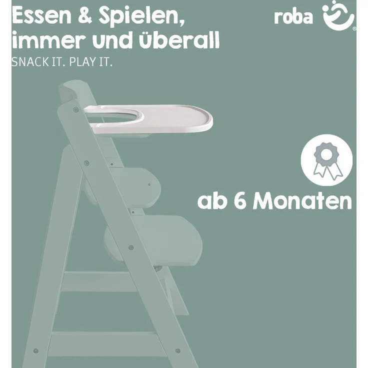 roba Plastikessbrett - Erweiterung & Zubehör für Hochstuhl Sit Up Flex, Liv Up & Born Up - Kompatibel mit Gurtsystem und Hochstuhlauflagen - Schnelle Klickbefestigung - Einfache Reinigung - Weiß – Bild 3