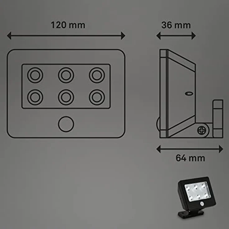 Briloner Leuchten Außen-Wandleuchte LED Außen-Wandlampe Extra-Warmweiß inkl. Sensor Batterie, LED fest integriert, 2700K - Extra - Warmweiß, inkl. Sensor, schwenkbar, Erfassungsbereich 3 m, Batterien – Bild 5