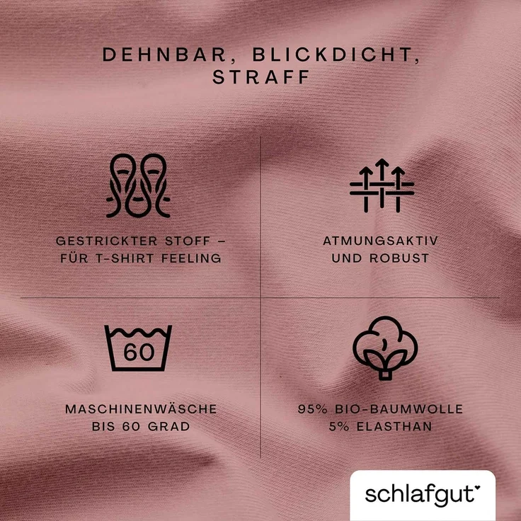 Schlafgut 'PURE BOXSPRING' Spannbettlaken, Jersey-Elasthan, Gummizug: rundum, (1 Stück), Bio-Baumwolle, für Matratzen bis 40 cm Höhe, Purple Mid, L 140x200cm - 160x220cm – Bild 3