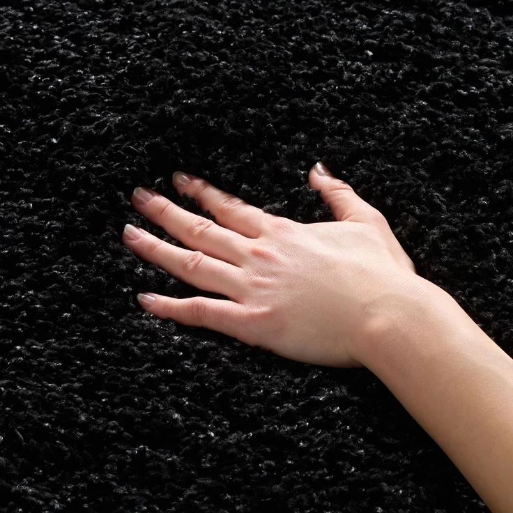 SAFAVIEH Zottelig Teppich für Wohnzimmer, Esszimmer, Schlafzimmer - California Shag Collection, Hoher Flor, Schwarz, 91 X 152 cm