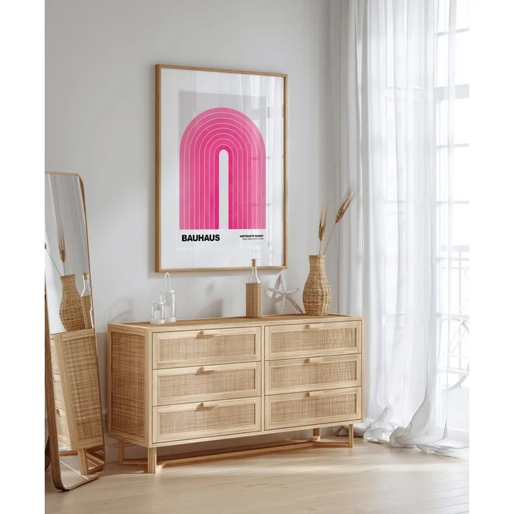 JUSTGOODMOOD Poster Bauhaus Abstrakte Kunst Pinke Retro Bogen Grafik im minimalistischen S, (1 St) – Bild 2