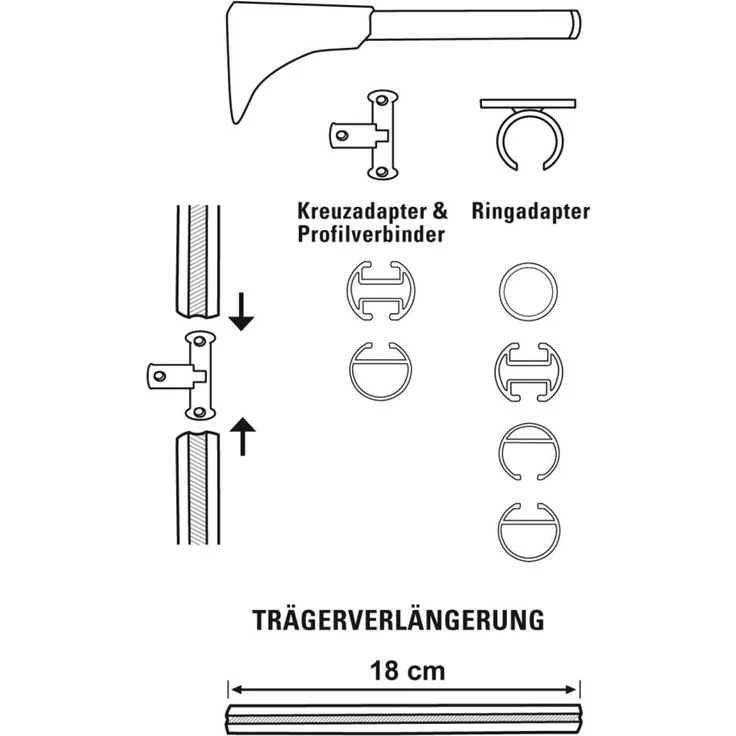 Gardinia Träger Universal Chicago edelstahl-optik, Ø 20 mm, 15 cm – Bild 2