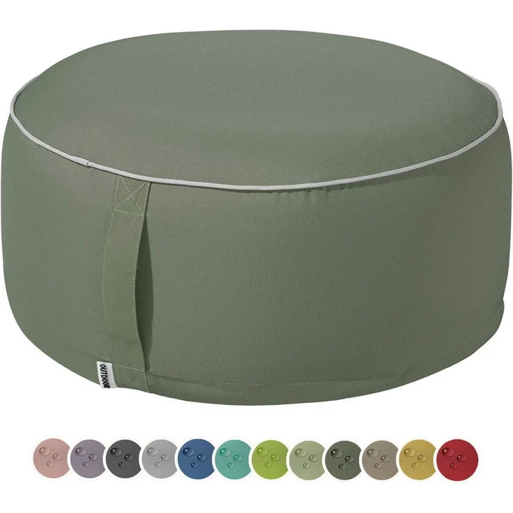 heimtexland Outdoor Pouf Sitzkissen wetterfest Garten Bodenkissen ausblasbar Fußhocker Yoga Lounge Hocker Tisch Party Deko Sitzsack 25x55 Typ551 Oliv – Bild 1