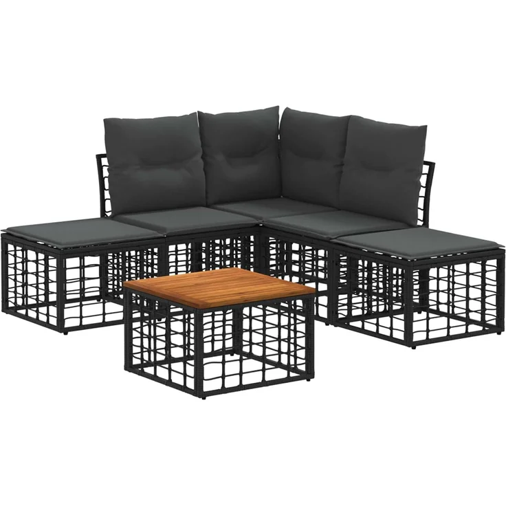 vidaXL Outdoor-Sofagarnitur 6 pcs Schwarz und Dunkelgrau Polyester 3437475 – Bild 2