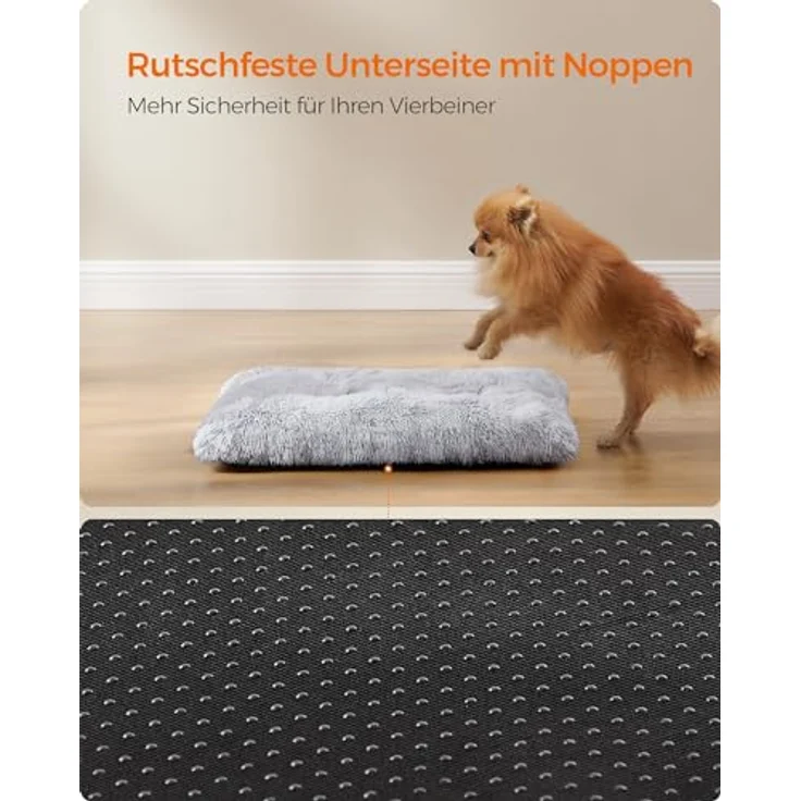 Feandrea Hundebett, Hundekissen, Flauschige Hundematte, Langer Plüsch, 65 x 45 cm, weiche Polsterung, maschinenwaschbar, multifunktional, Ombré-Grau PGW200G01 – Bild 8