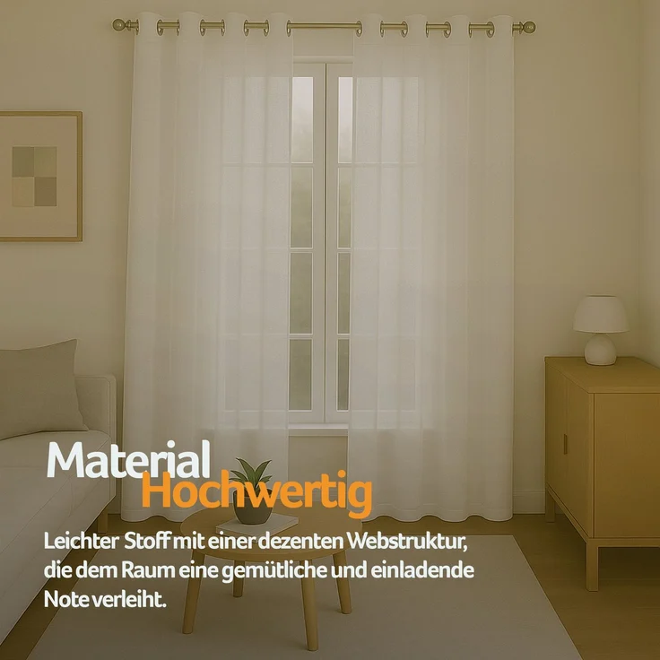 Gardine mit Ösen *** x *** cm ( Breite x Länge ) in ***, blickdichter Vorhang, Ösenvorhang in vielen Variationen 140x175 cm Weiß – Bild 4