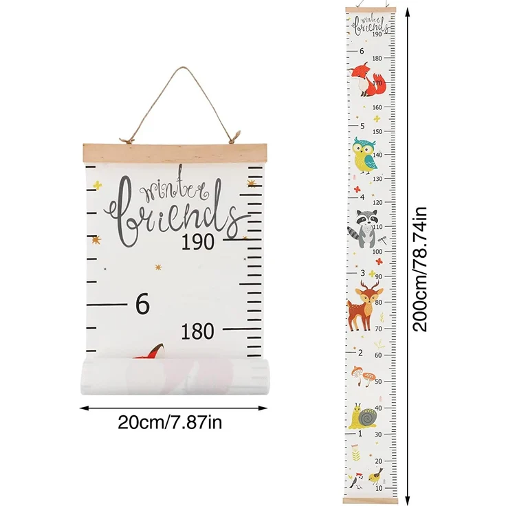 IWILCS Wachstum Messlatte, Höhe Wachstum Diagramm, Baby Messlatte Höhe Diagramm, mit Cartoon Fox Pattern für Schlafzimmer Kinderzimmer-Wanddekorationen(200cm *20cm) – Bild 2