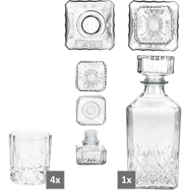 MamboCat Whiskyglas 5tlg Set Whilly Whiskykaraffe 720ml + 4 Tumbler Dekanter, Glas – Bild 4