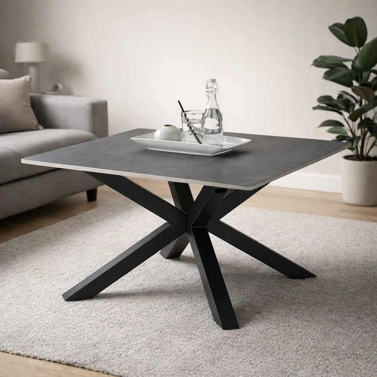 Couchtisch >Janin< in grau, schwarz, Keramik, Metall - 80x45x80cm (BxHxT) – Bild 2