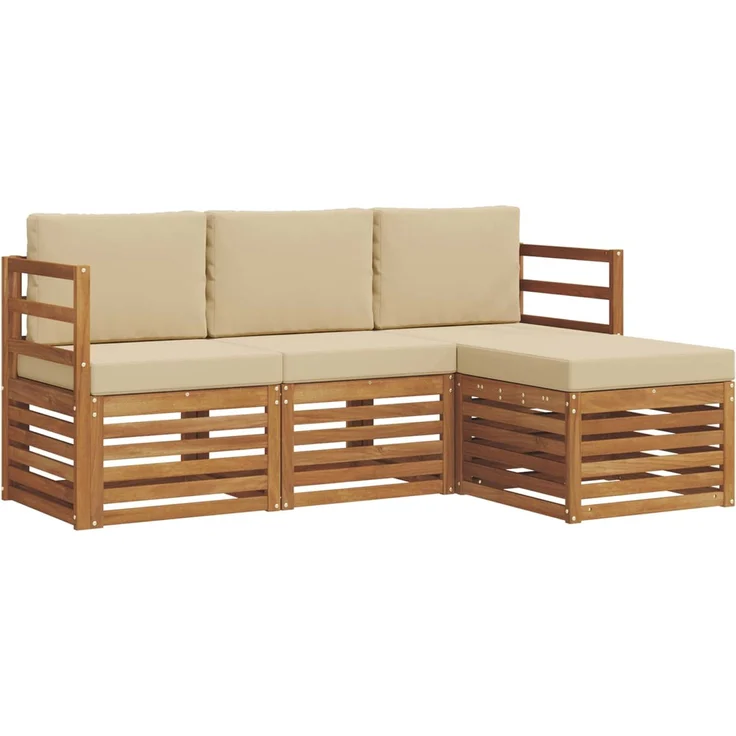 vidaXL Outdoor-Sofagarnitur 4 stk. 4-Sitzer Natur und Beige 3374593 – Bild 2