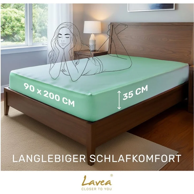 Lavea Spannbettlaken Bettlaken, Spannlaken Mikrofaser, 180x200cm, 200x200cm, (2 Stück), kühlend & atmungsaktiv, schnelltrocknend, weich, pflegeleicht – Bild 2