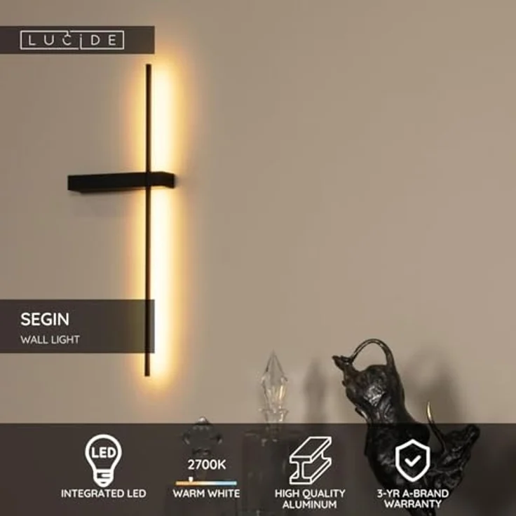 LUCiDE Wandleuchte SEGIN LBH 60x4x22 cm schwarz Wandlampe – Bild 2