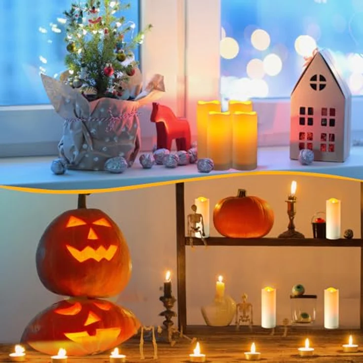 EXTSUD Wasserdichte LED Kerzen mit Timerfunktion 4er Flammenlose Flackernde LED Outdoor Kerzen mit Fernbedienung und Batterie Led Kerze für Garten Hochzeit Weihnachten Halloween Party Dekoration – Bild 5