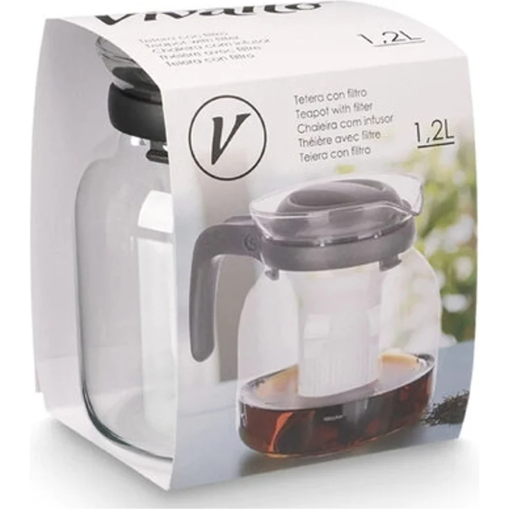 Teekanne Glaskanne 1200ml mit Teesieb Deckel und Griff eleganter Teegenuss – Bild 8