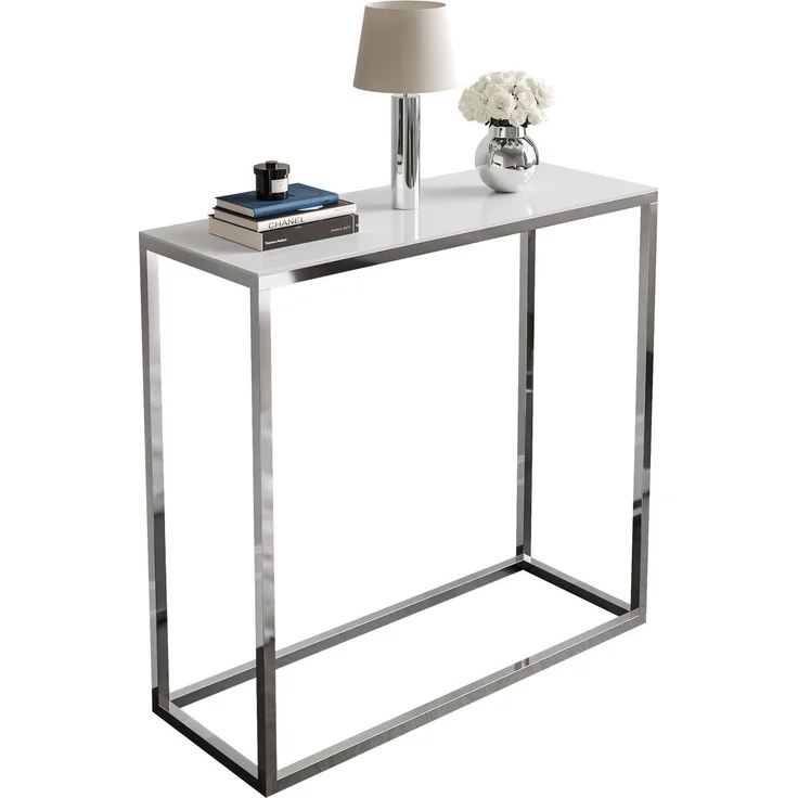 Lookway Konsolentisch MODERN GLASS mit silberfarbenem, verchromtem Gestell (1x Konsole), Breite: 80/100 cm – Bild 4
