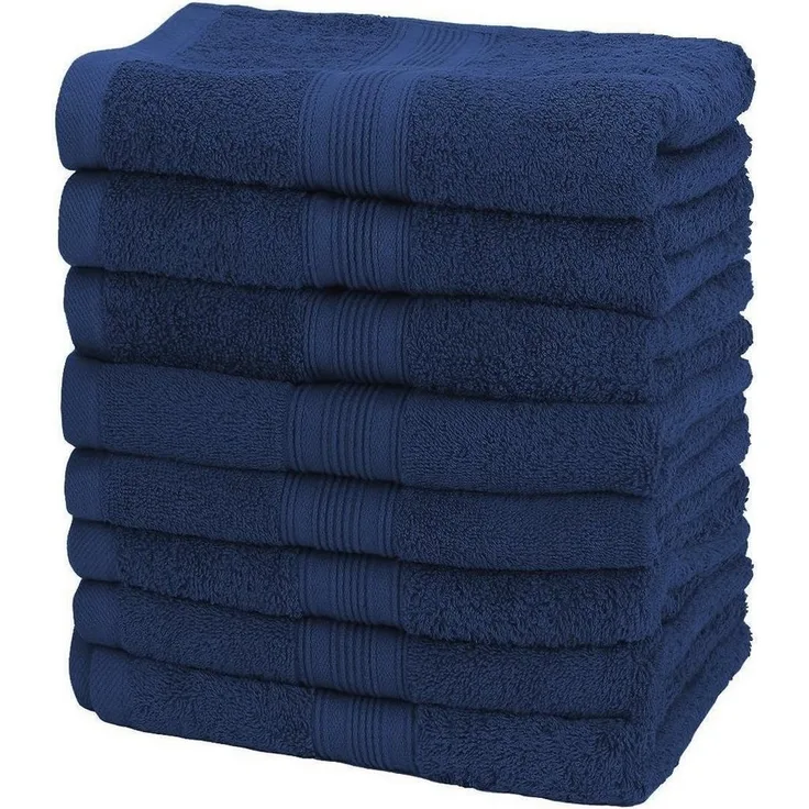 NatureMark Handtücher Handtuch 500gsm (8er-Set), 100% Baumwolle (8-St), 8X Frottier Handtücher mit Aufhänger, 50 x 100cm, Navy blau