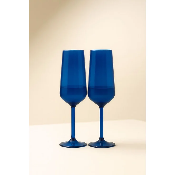 Hermia Concept 'TYRAKLE571' Sektgläser-Set (2-teilig), Blau, 7 x 7 x 22,6 cm, 195 ml – Bild 3