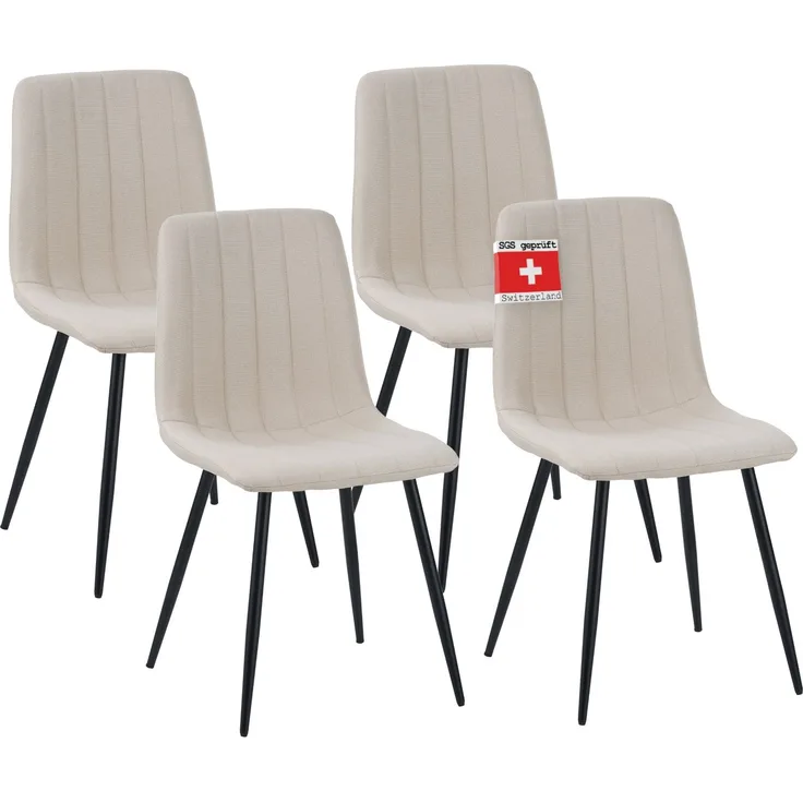 Albatros Esszimmerstühle 4er Set GARDA beige - Komfortabler Polsterstuhl für Modernes und Stilvolles Design am Esstisch - Küchenstuhl oder Stuhl Esszimmer mit hoher Belastbarkeit bis 110kg