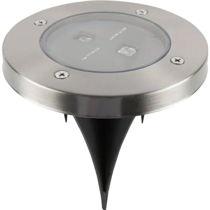 Ranex 5000.389 LED Solar Bodeneinbaustrahler rund mit Außen-Bodenbeleuchtung Edelstahl Edelstahl IP44 Garten 1 Glühbirne(n)