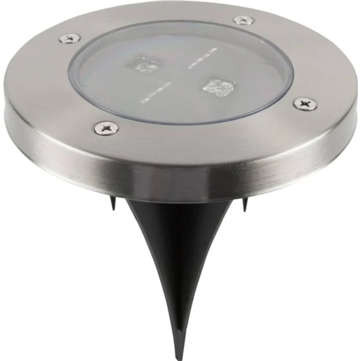 Ranex 5000.389 LED Solar Bodeneinbaustrahler rund mit Außen-Bodenbeleuchtung Edelstahl Edelstahl IP44 Garten 1 Glühbirne(n)