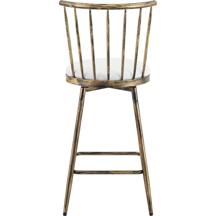 Moderner Metall-Barhocker im Windsor-Stil mit gepolstertem Sitz für Kücheninseln, Bars, Restaurants; Barhocker im Industrial-Stil in Barhöhe; Vintage- und Minimalismus-Stil--Braun + Weiß--96x39x39cm--YOUDENOVA – Bild 7