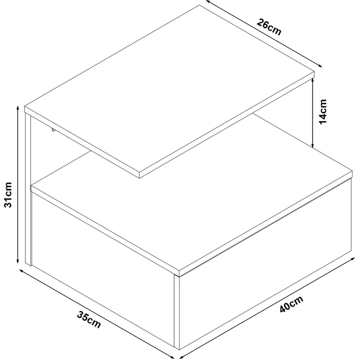 Nachttisch hängend Amberg mit Schublade Betonoptik, hell [en. casa] – Bild 5