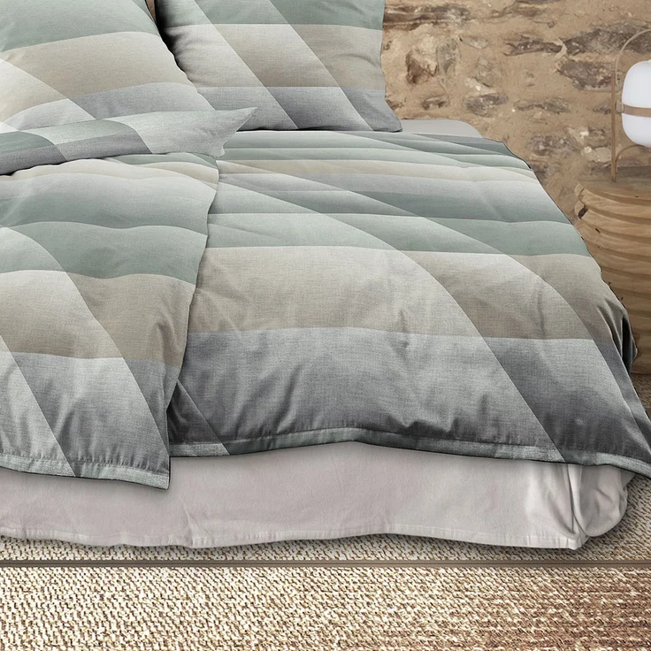 Irisette Mako Satin Bettwäsche Wave 8525-31 Streifen salbei 135x200 – Bild 4